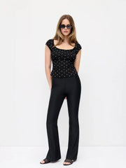 Scoop Neckline Ruched Cap Sleeve Top