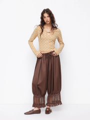 Plaid Geometric Pattern V-neck Bell Sleeve Beaded Cut Out Top