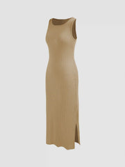 Split Sleeveless Midi Dress