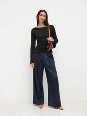 Boat Neck Metal Detail Top