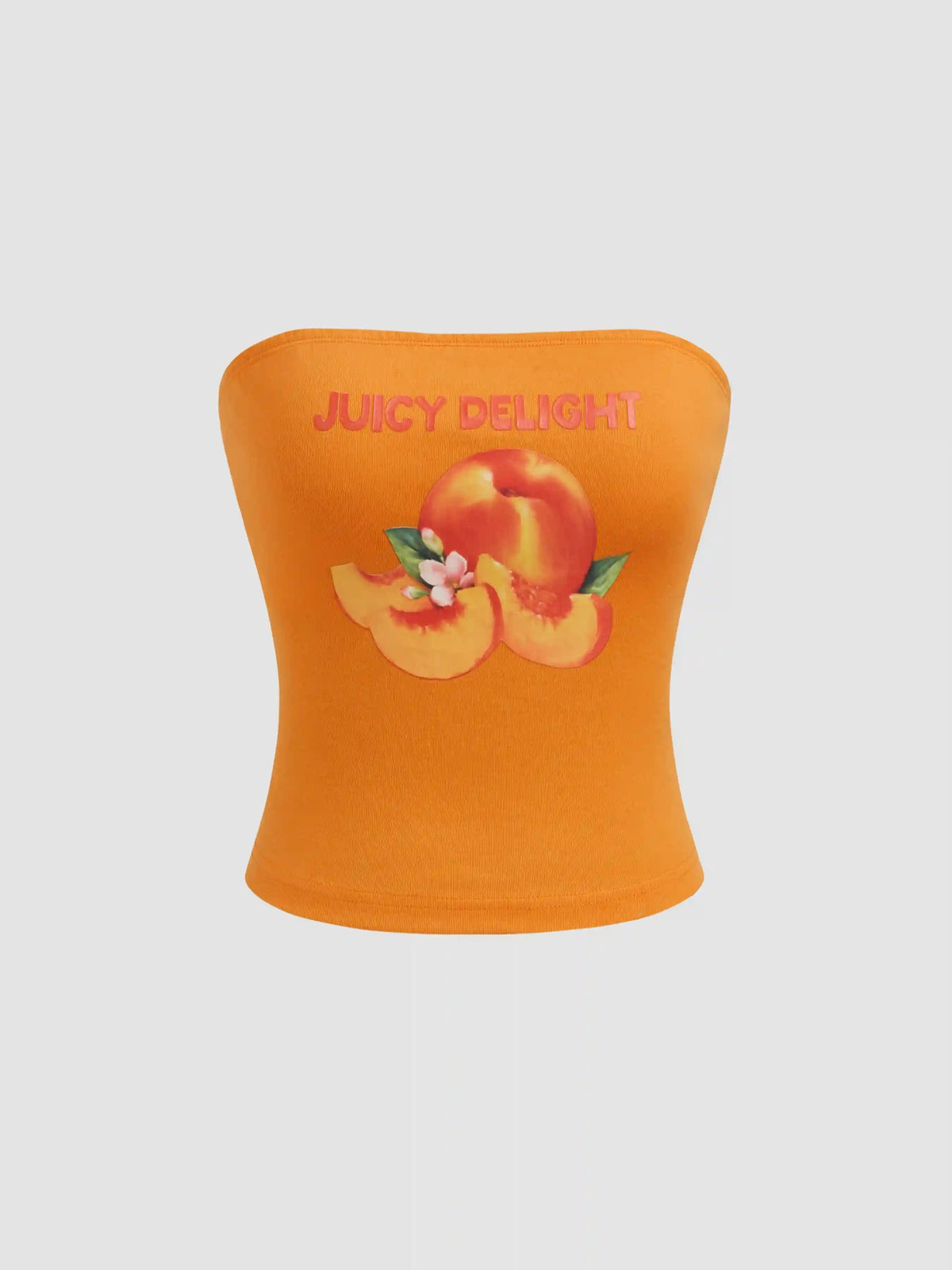 Juicy Delight Peach Graphic Crop Bandeau Top