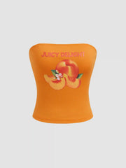 Juicy Delight Peach Graphic Crop Bandeau Top