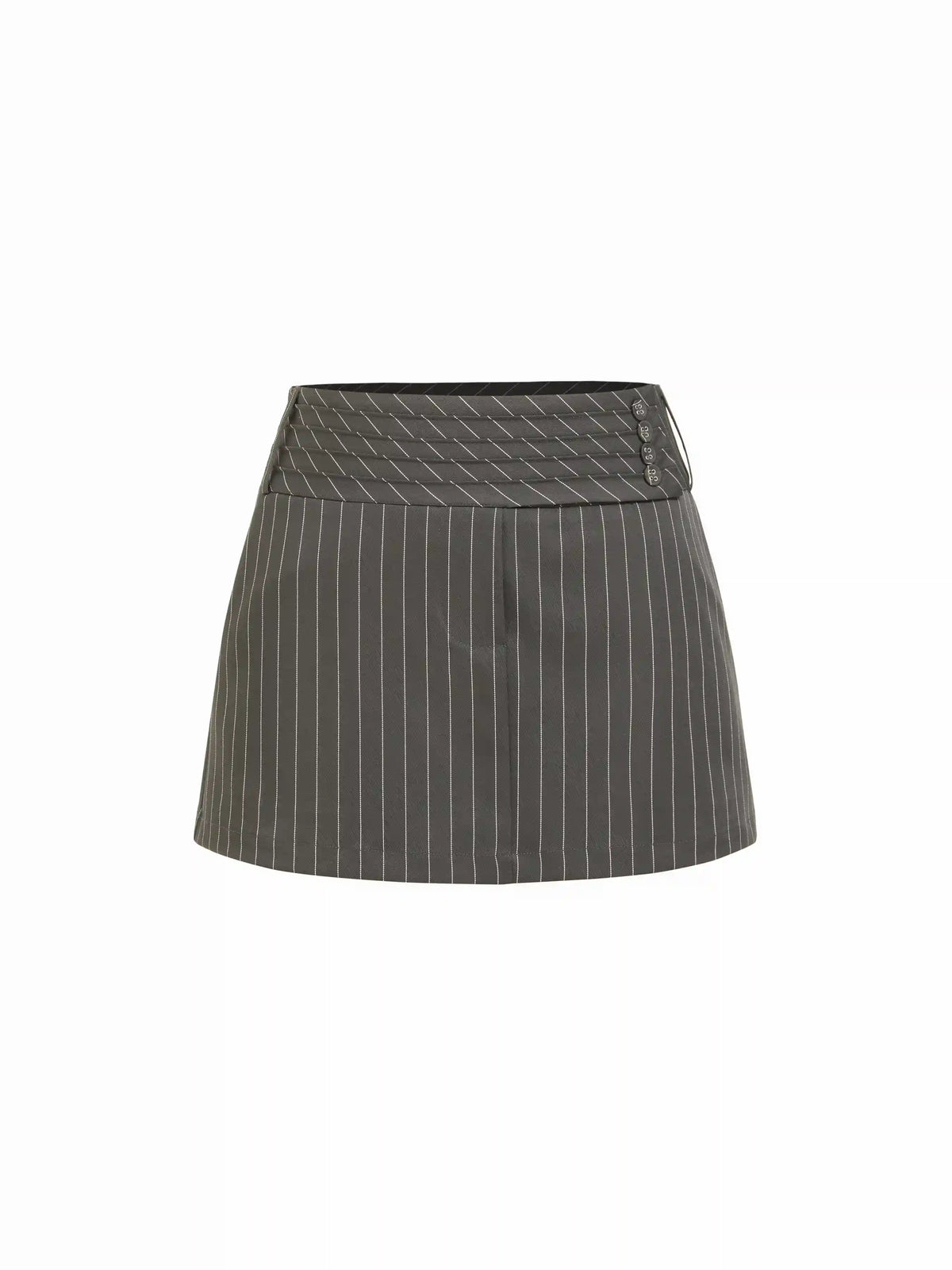 Low Rise Striped Button Detail A-line Mini Skirt