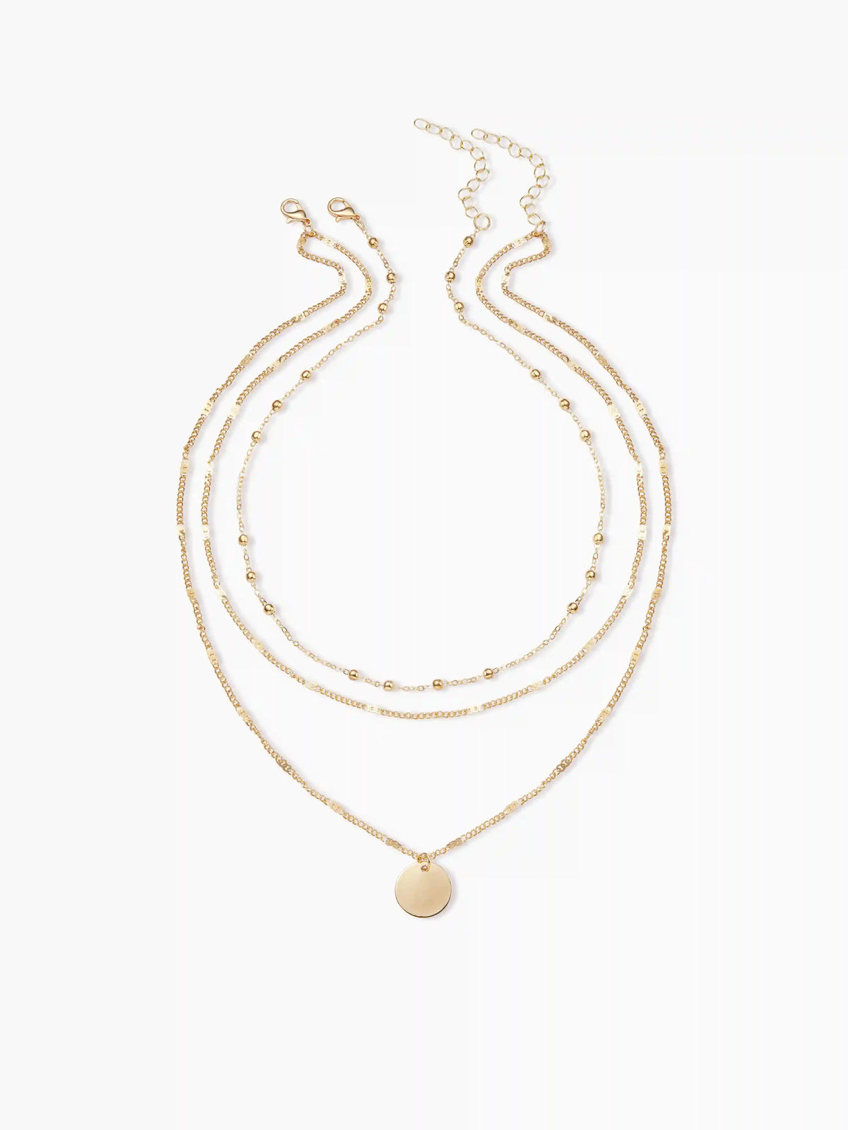 ROUND BEADED PENDANT LAYERED NECKLACE