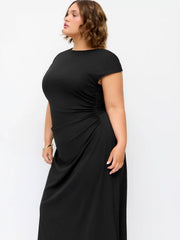 Twist Knotted Mid Rise Backless Straight Midi Dress Curve & Plus