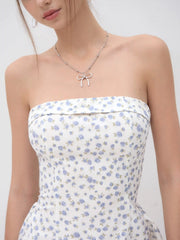 Floral Ruffle Bandeau Mini Dress