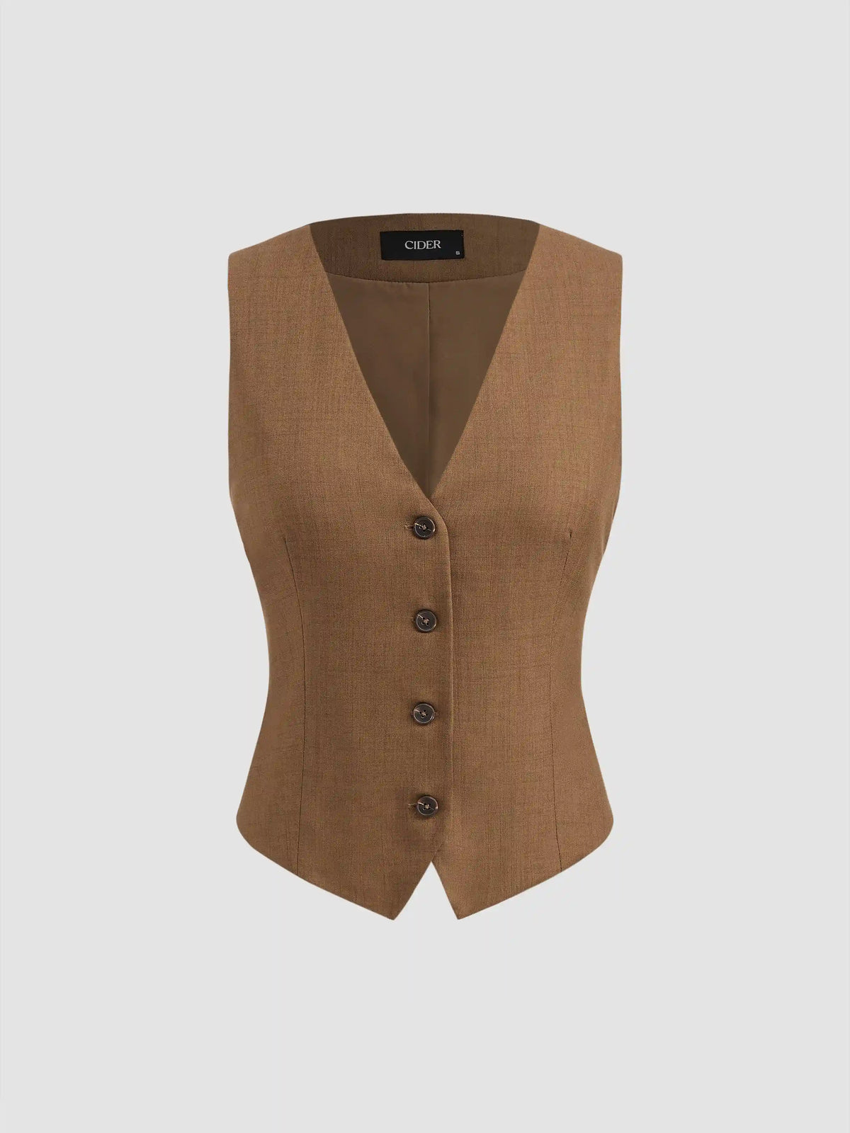 V-neck Solid Button Vest