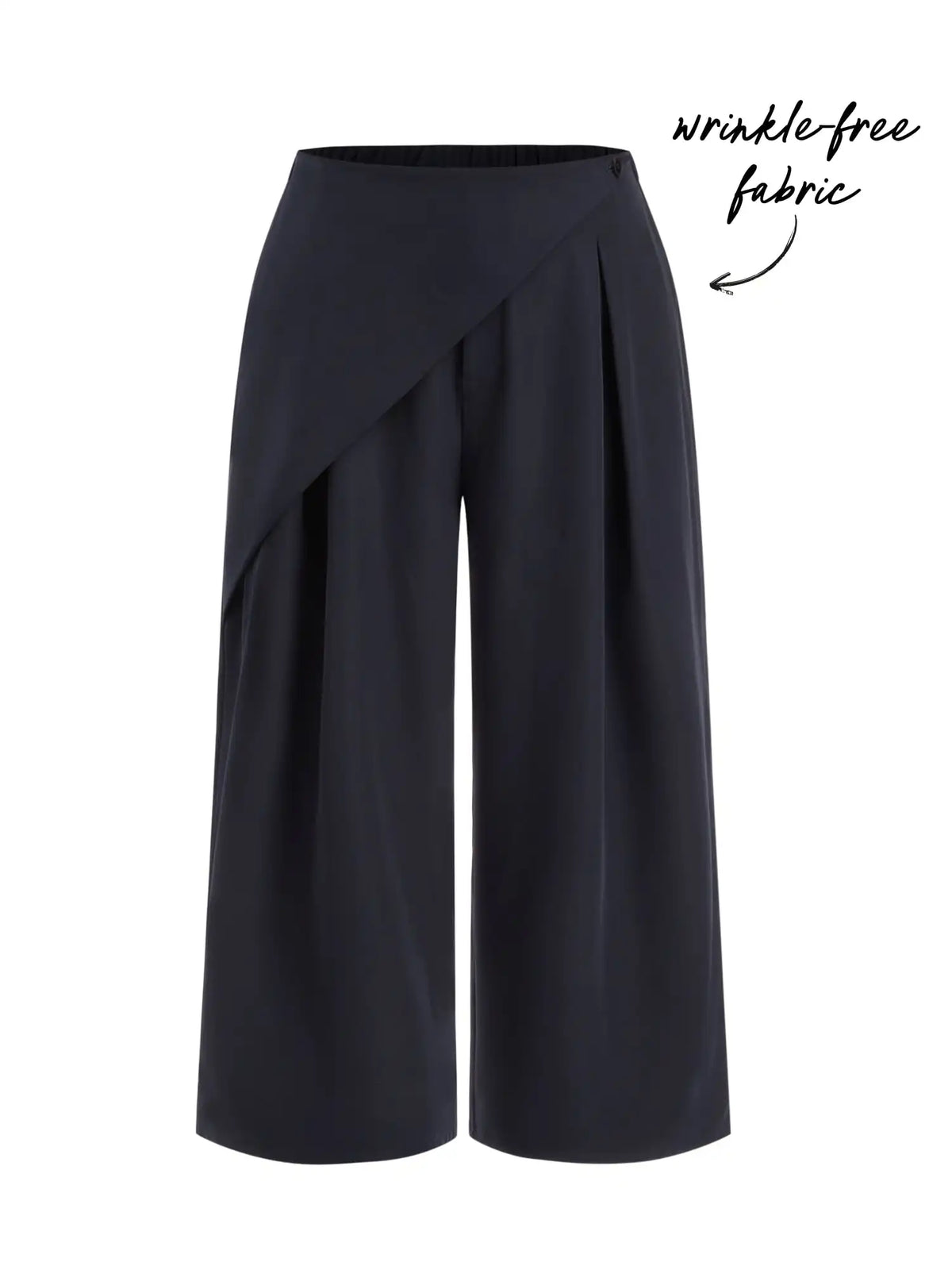 Wrinkle-free Fabric Mid Rise Wrap Wide Leg Trousers Curve & Plus