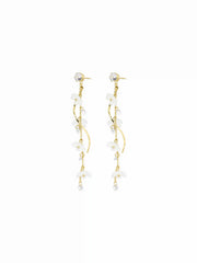 RHINESTONE DECOR FLOWER DROP EARRINGS