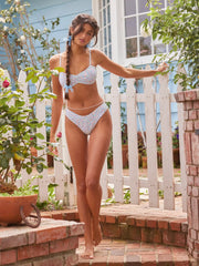 V-neck Floral Knotted Bracelet Cheeky Bikini Swimsuit