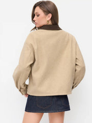 Wool-look Two Tone Oversized Jacket