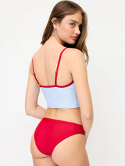 Tomato Graphic Scoop Neck Contrast Binding High Stretch Tankini Bikini Set