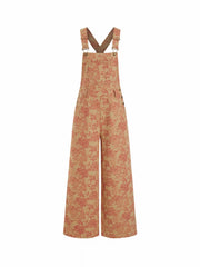 Cotton-blend Floral Jacquard Straight Leg Jumpsuit