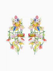 Multicolor Floral Beaded Drop Earrings