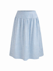 Cotton-blend Mid Rise Striped Flared Maxi Skirt Curve & Plus
