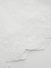 Cotton-blend Mid Rise Embroidery Tie Side Split Pointed Hem Oversized Shorts Curve & Plus