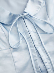 Satin Peter Pan Collar Bowknot Blouse
