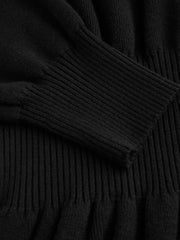 Wool-blend Round Neck Shirred Knitted Midi Dress With Shoulder Pads