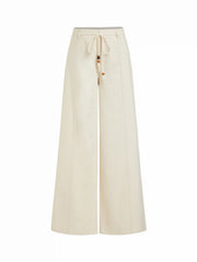 Denim Low Rise Washed Twist Knotted Belted Wide Leg Jeans