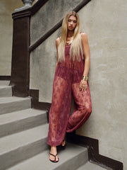 Lace Square Neck Oversized See-Through Barrel Leg Jumpsuits