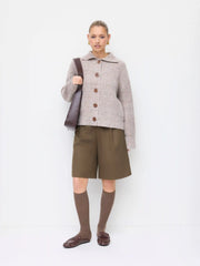 Wool-look Mid Rise Button Shorts