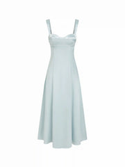 Satin Sculptural Sweetheart Neck High Rise Lace-up Mermaid Maxi Dress
