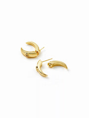 C-SHAPED RHINESTONE DECOR STAR STUD EARRINGS