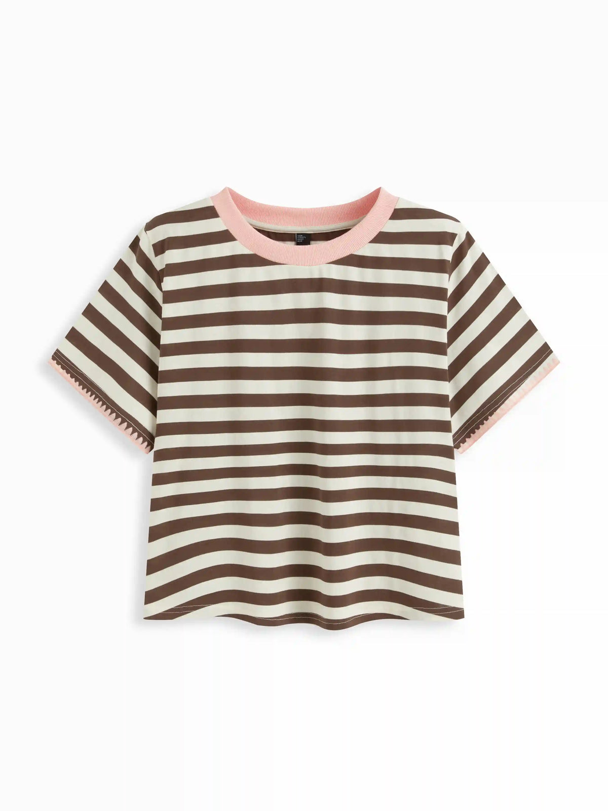 Cotton-blend Round Neckline Stripe Tee Curve & Plus