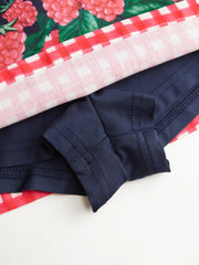 Linen-blend Mid Rise Raspberry & Gingham Skort