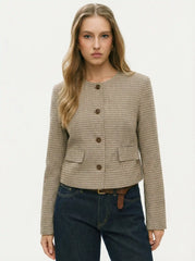Houndstooth Adjustable Waist Tie Blazer