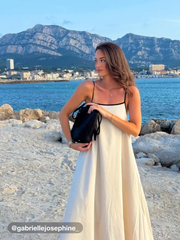 Linen-blend Square Neck Knotted Beaded Cami Maxi Dress