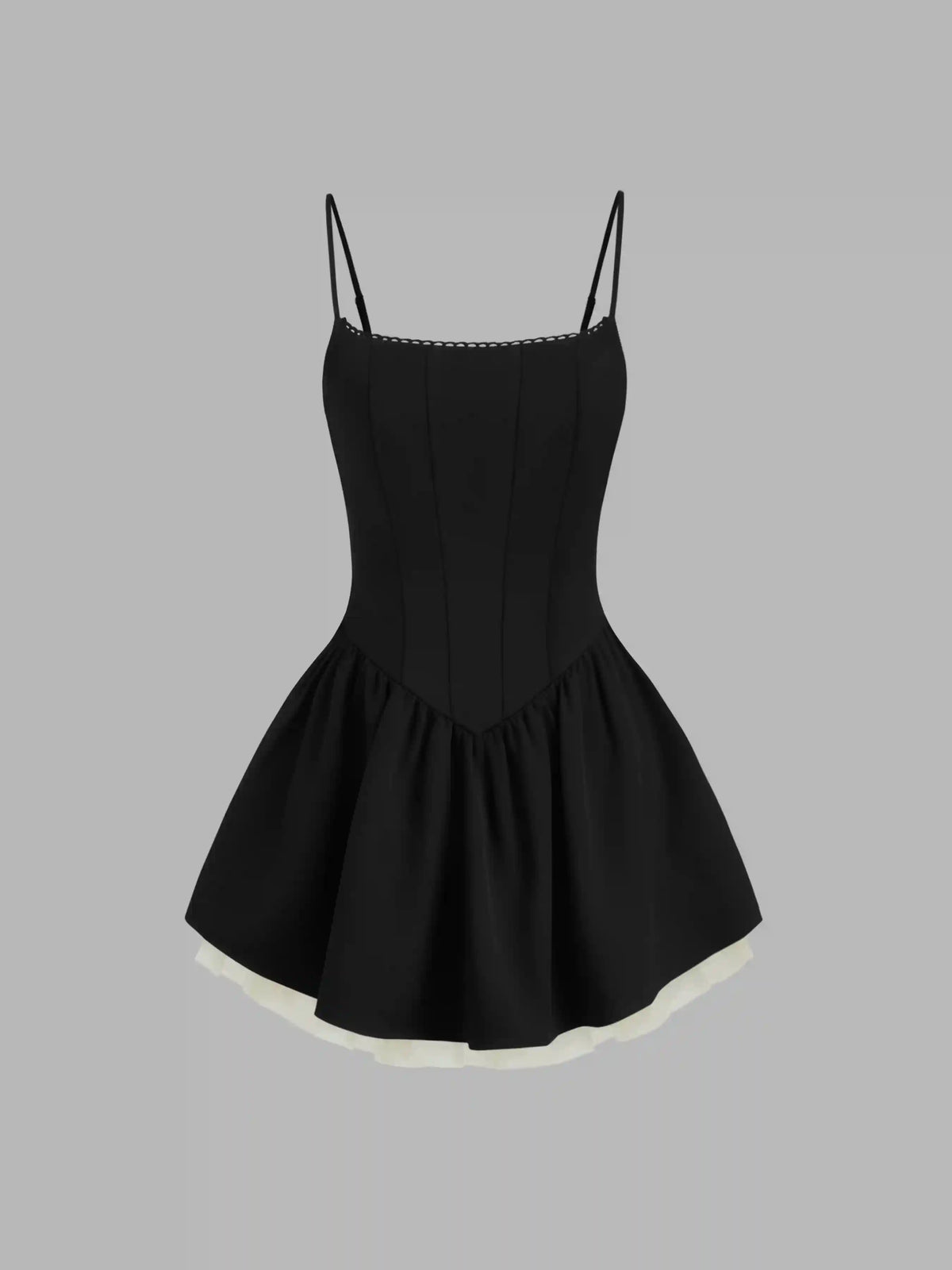 Square Neck Bowknot Ruffle Layered Mini Dress