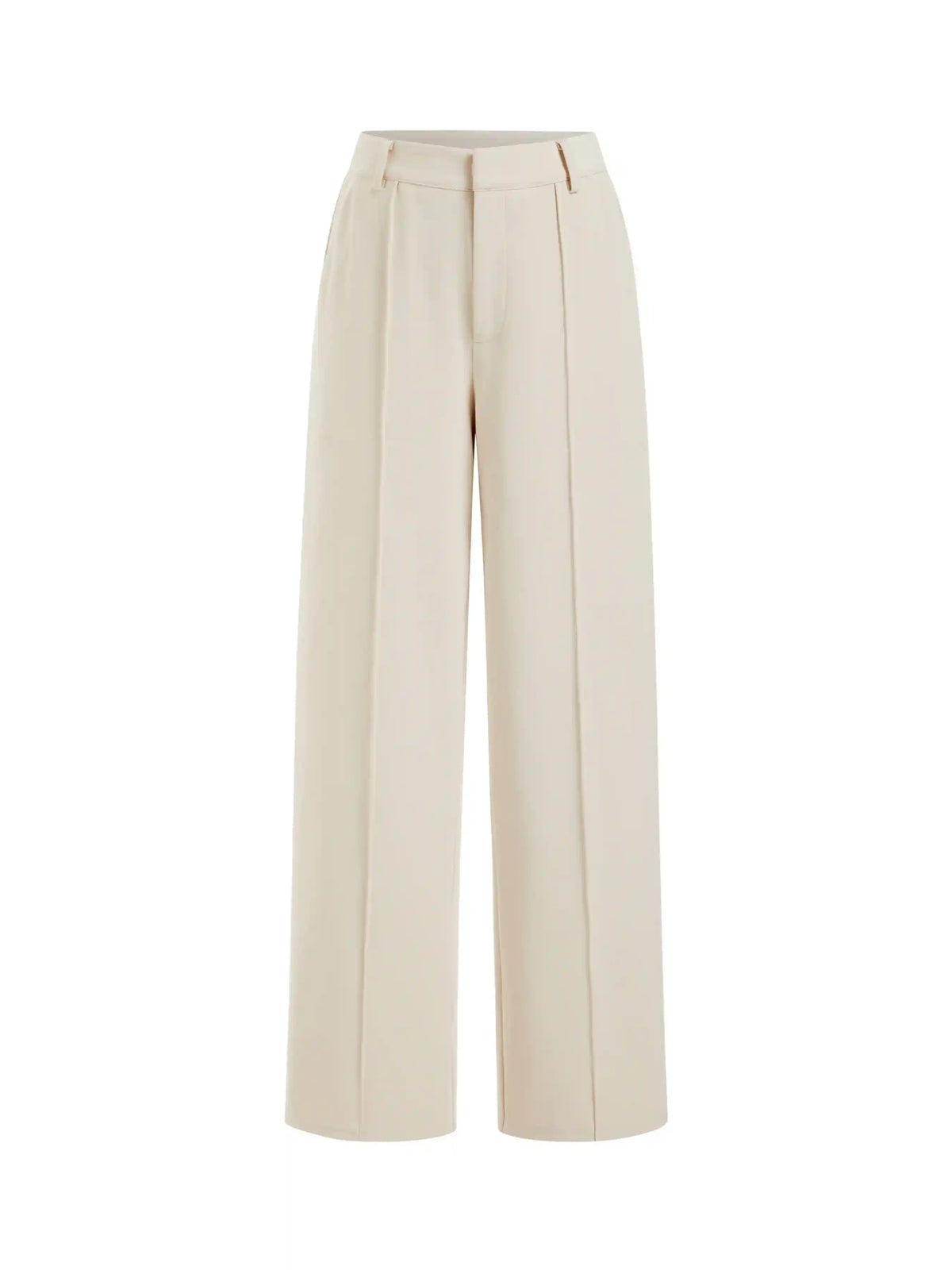 High Rise Pleated Straight Leg Trousers