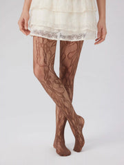 FLORAL JACQUARD MESH TIGHTS
