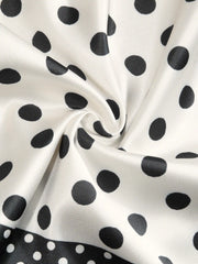 Polka Dot Strapless Shirred Asymmetrical Hem Bandeau Top