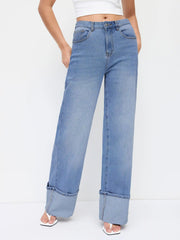 High-Rise Wide Leg w/ Foldover Cuff