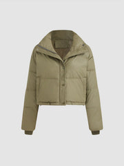 Stand Collar Solid Pocket Puffer
