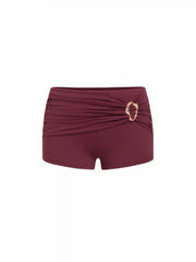 Low Rise Twist Knotted Metal Detail Micro Shorts