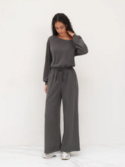 Asymmetrical Neck Drawstring Oversized Jumpsuit