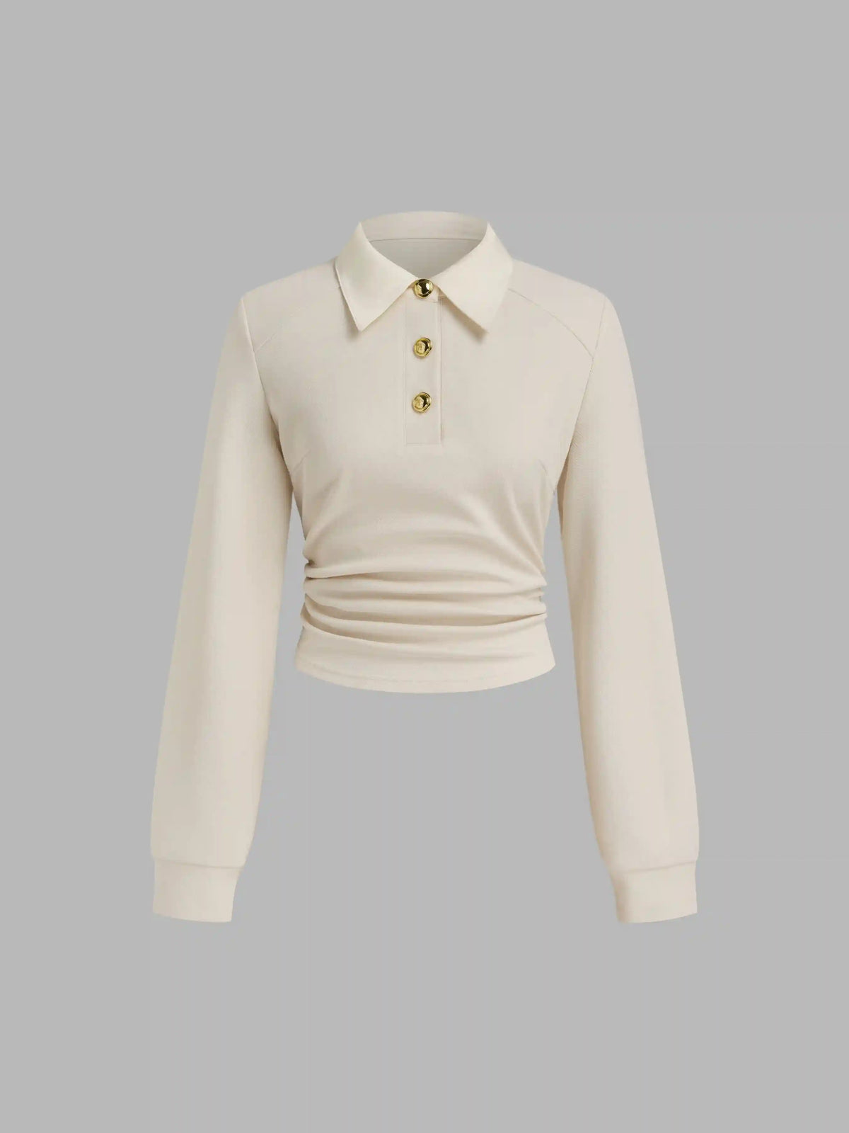 Collar Ruched Long Sleeve Top