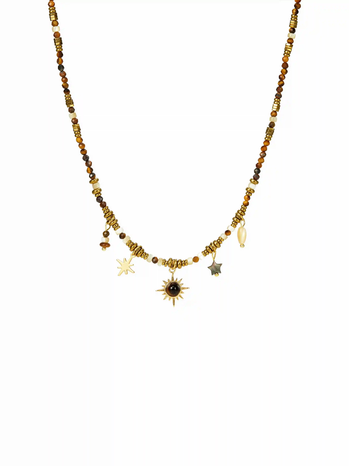 BOHO BEADED SUN & STAR PENDANT NECKLACE