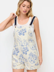 Cotton Color-Blocking Fruit Graphic Mid Rise Romper