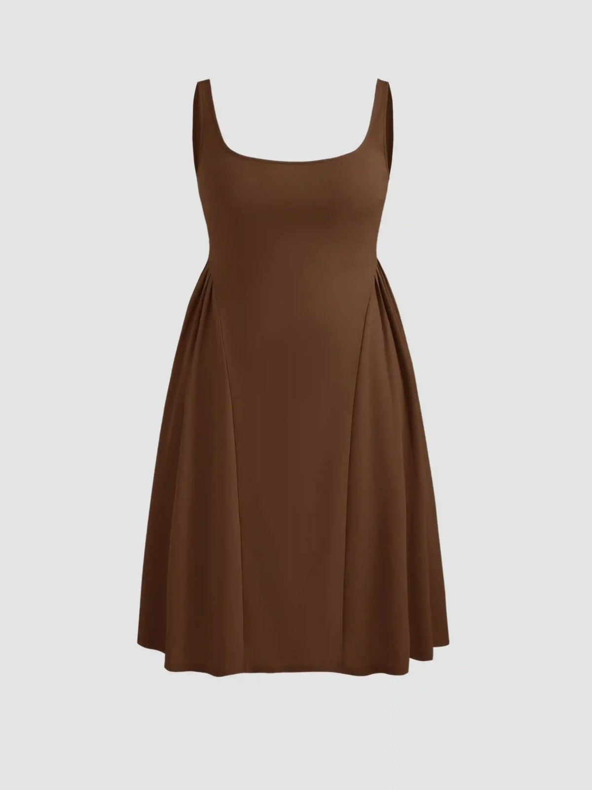 Woven Square Neck Solid Ruffle Midi Dress Curve & Plus