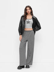 Cotton-blend Star Graphic Cami Crop Top & Mid rise Striped Straight Leg Trousers Matching Set