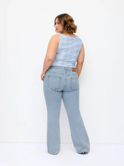 Stretch Denim Low Rise Ripped Flared Jeans Curve & Plus