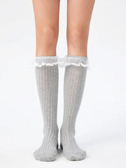 LACE TRIM OVER THE CALF SOCKS