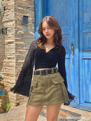 Solid Cargo Mini Skirt