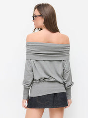 Cotton-blend Off-shoulder Ruched Puff Sleeve Top