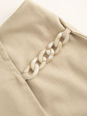Linen-blend Mid Rise Chain Zipper Mini Skort Curve & Plus