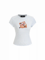 Gingham Fruit Graphic Crop Tee